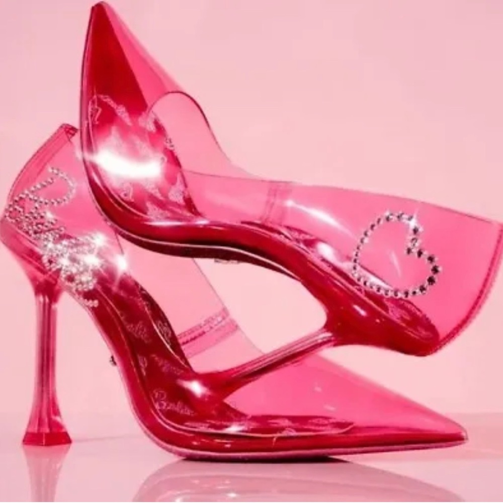ALDO x Barbie Barbiestessy Clear Pink Stiletto Heel with Rhinestones. Size 8.5